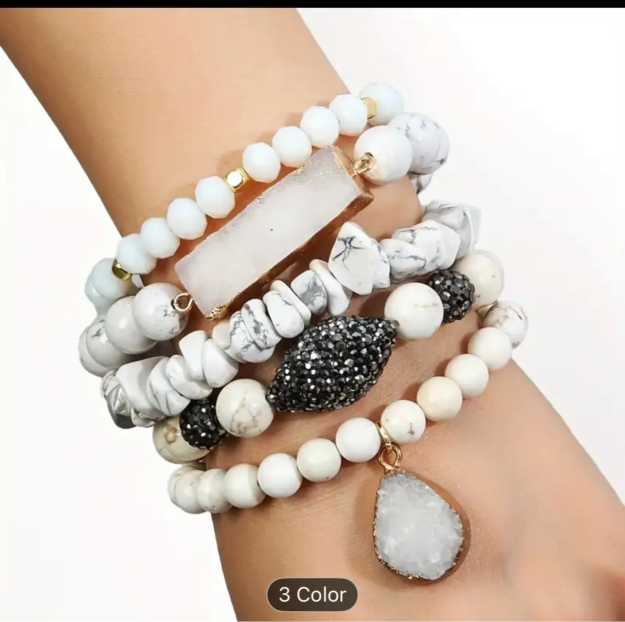 Natural Stone Glass Beaded Elastic Bracelet | Handmade Jewelry Everythingsharonafrikboutique