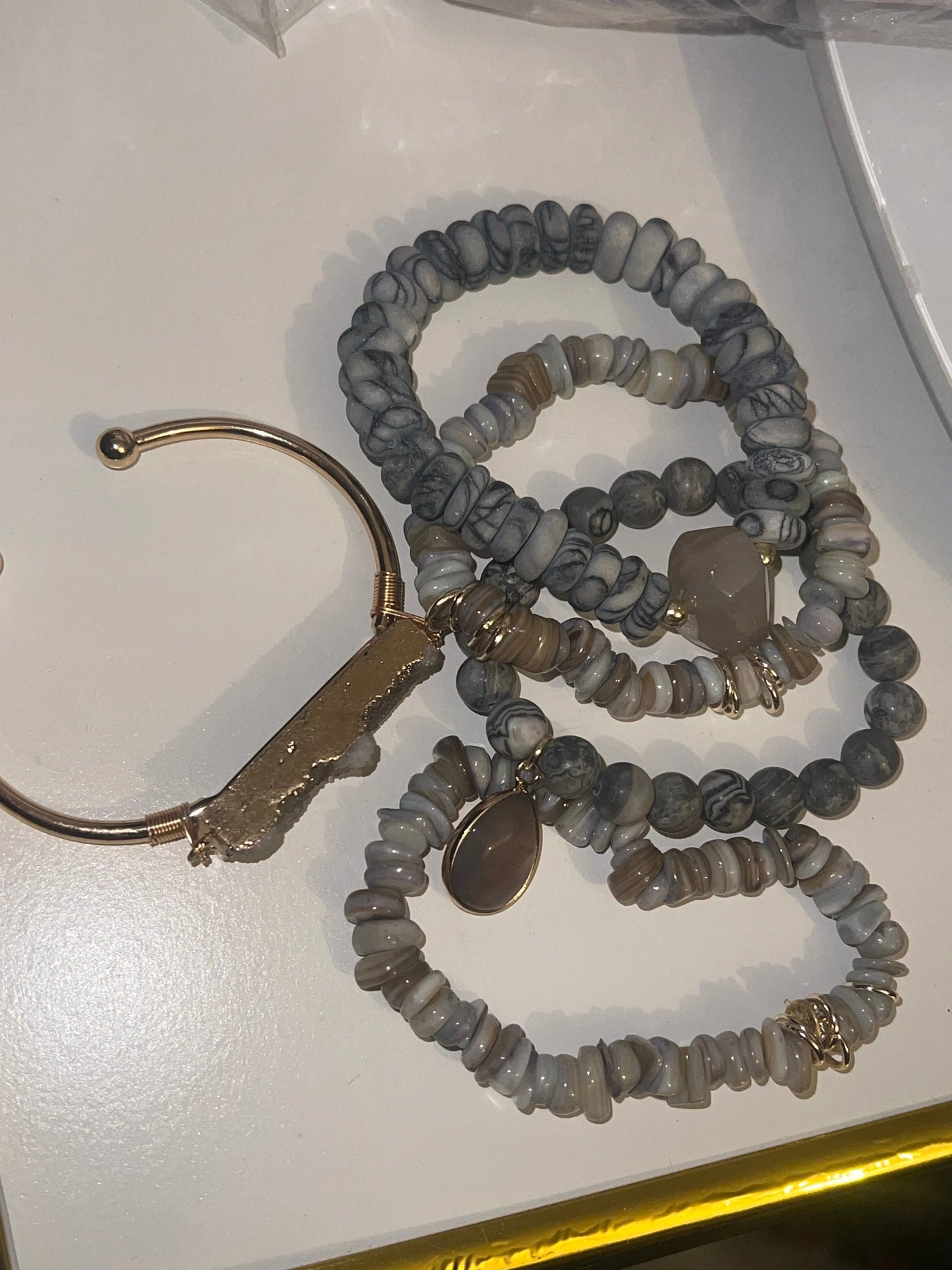 Natural Stone Glass Beaded Elastic Bracelet | Handmade Jewelry Everythingsharonafrikboutique