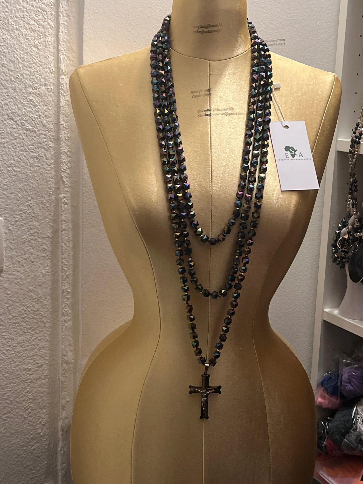 African Men’s 3 Piece Crystal Bead Necklace Set with Bracelets Everythingsharonafrikboutique