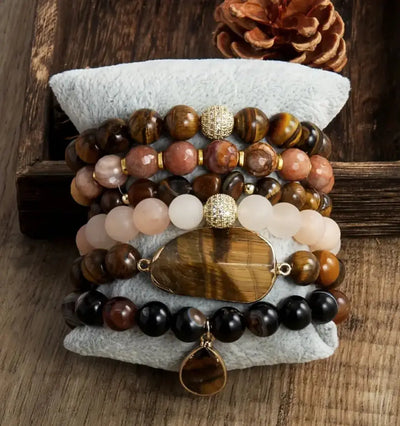 Brown shades of well arranged African bead bracelet