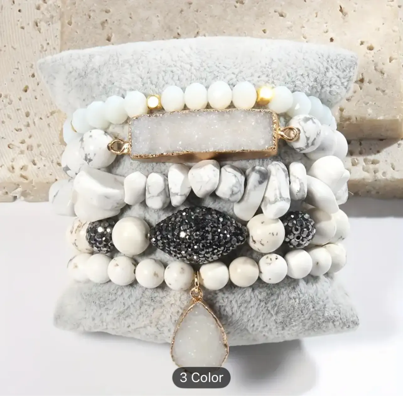 Natural Stone Glass Beaded Elastic Bracelet | Handmade Jewelry Everythingsharonafrikboutique