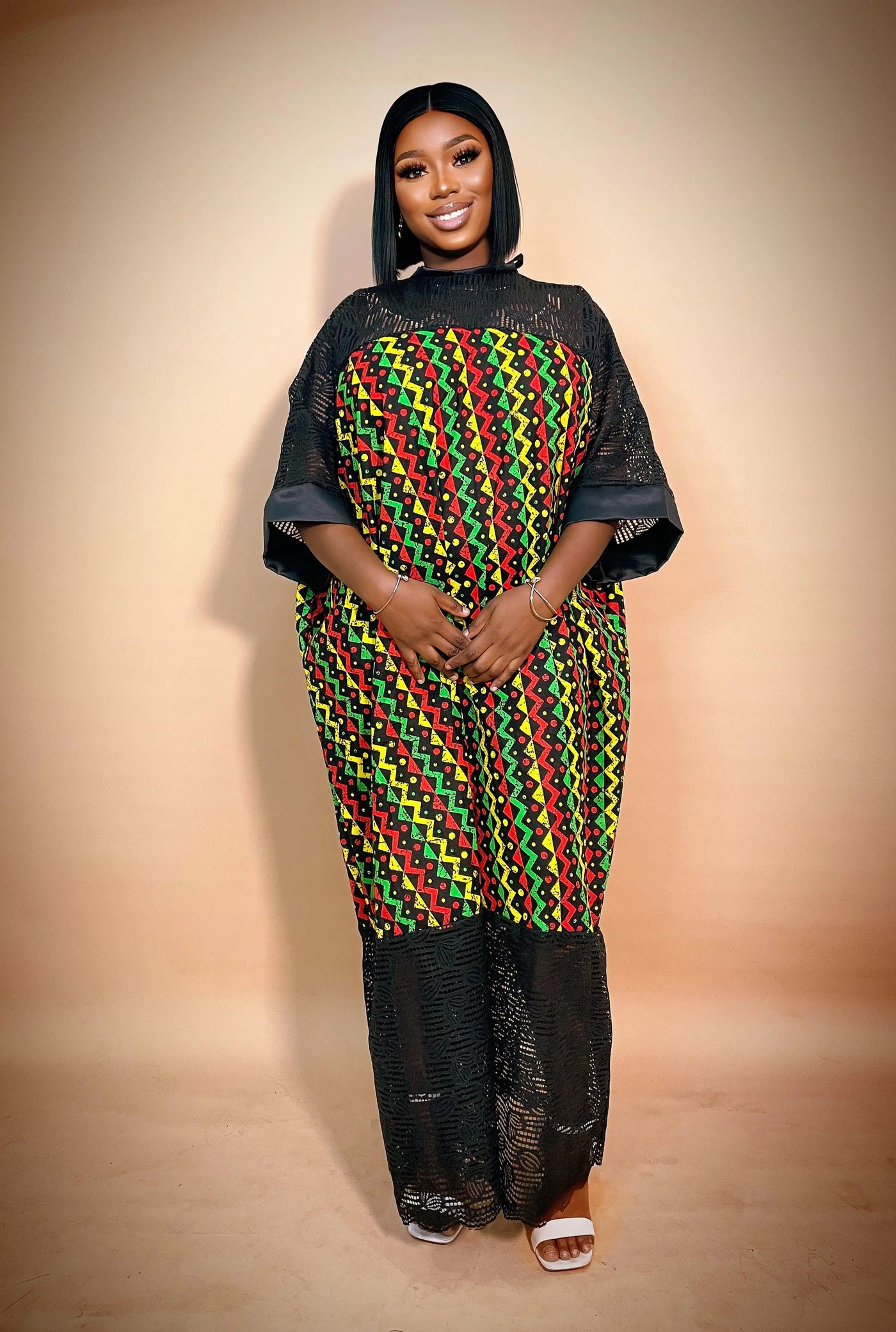 Long Ankara Boubou Dress with Lace for Women – Unique African Fashion Everythingsharonafrikboutique