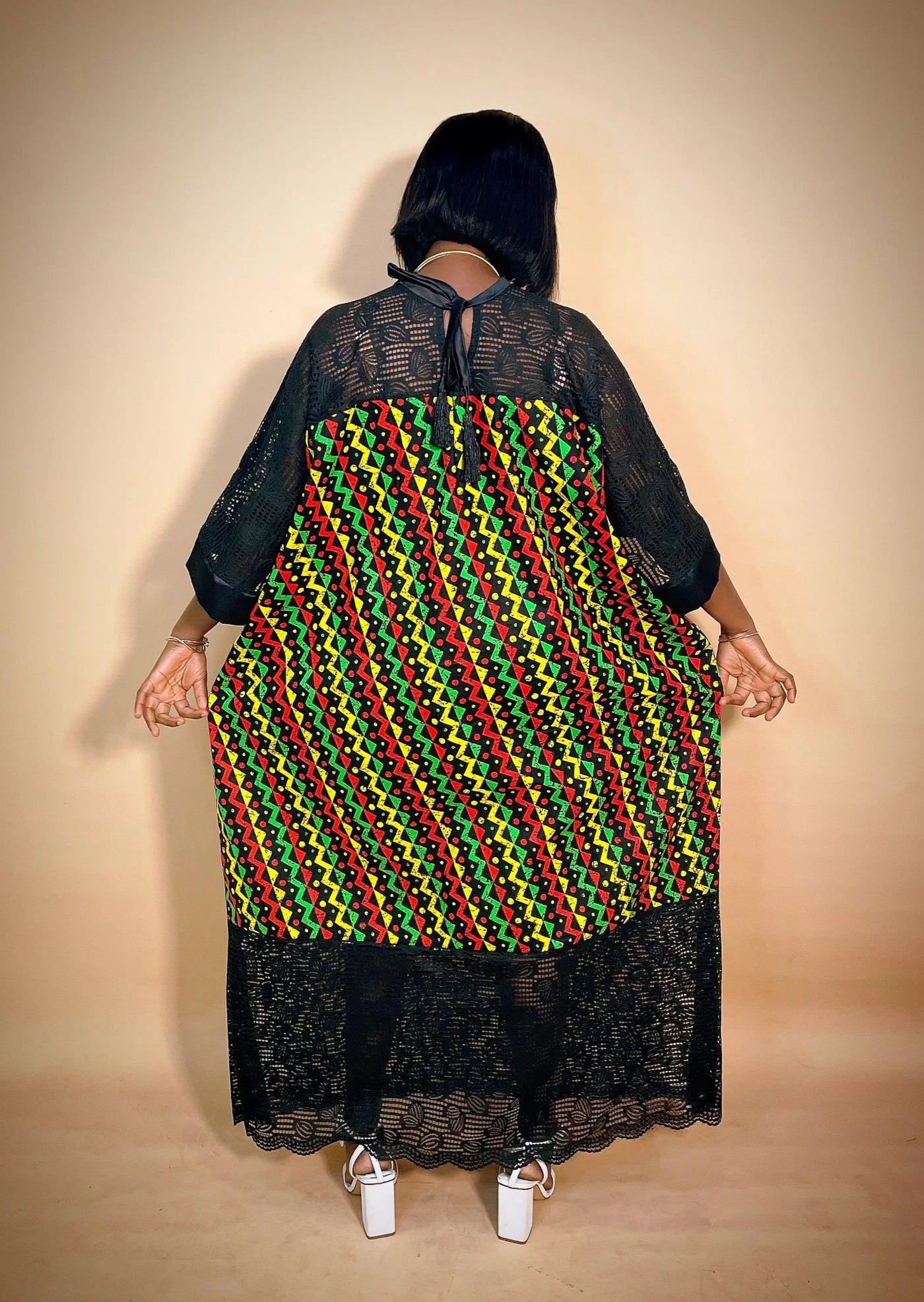 Long Ankara Boubou Dress with Lace for Women – Unique African Fashion Everythingsharonafrikboutique