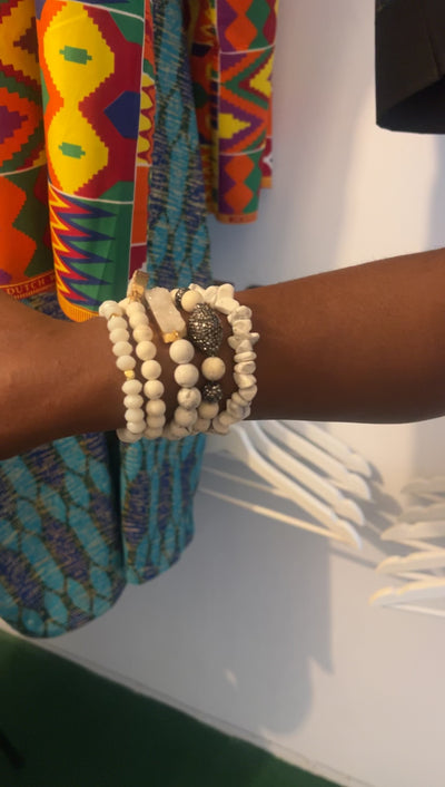 Natural Stone Glass Beaded Elastic Bracelet | Handmade Jewelry